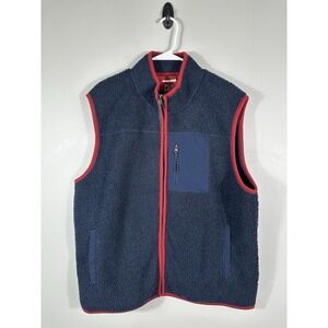Jos A Banks Vest Mens XXL 2XL Blue Sherpa Fleece Tailored Fit Full Zip
